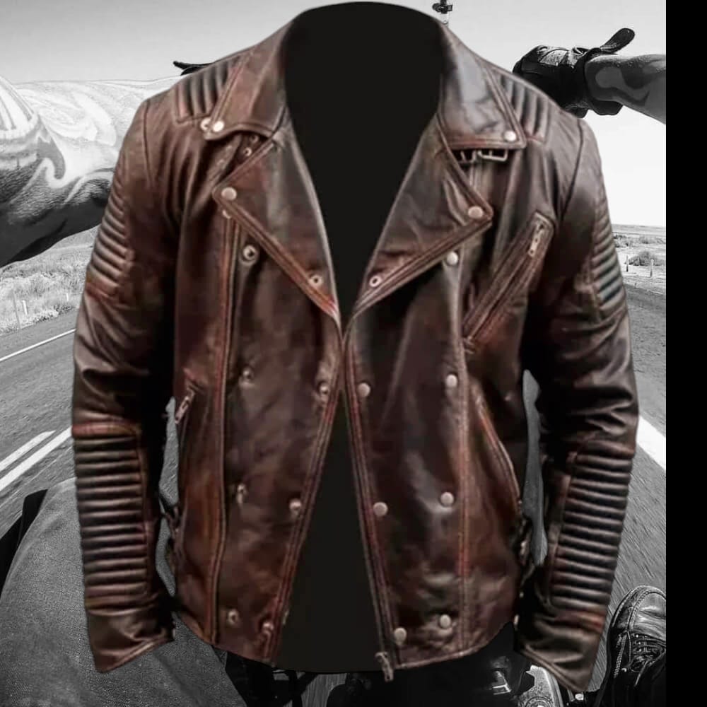 SWEDISH Choppers Brown Distressed Leather Jacket