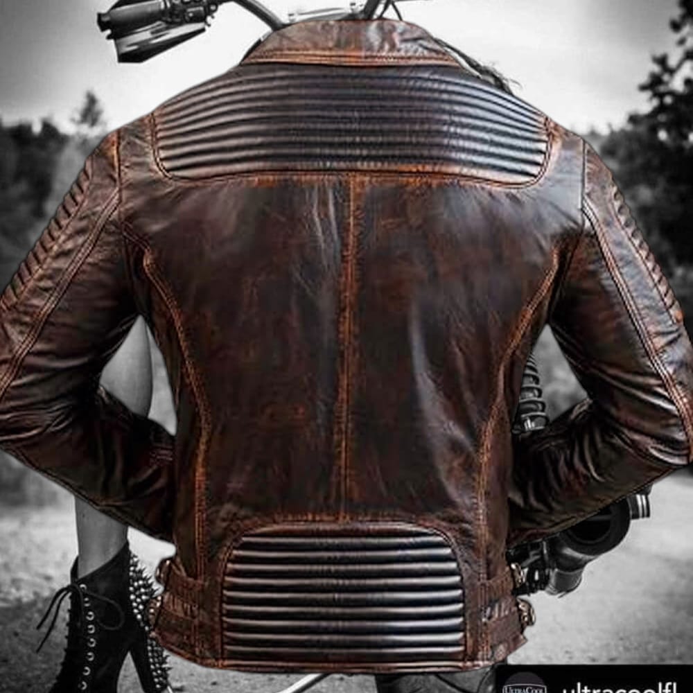 SWEDISH Choppers Brown Distressed Leather Jacket