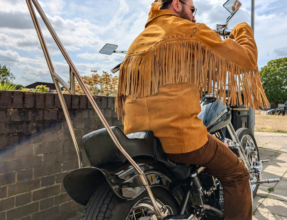 Swedish Choppers Old School Brown Suede Leather Jacket