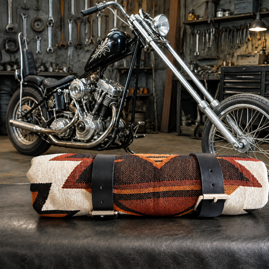 Swedish Choppers Biker Roll up tote wrap with serape native american blanket