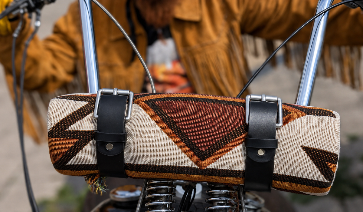 Swedish Choppers Biker Roll up tote wrap with serape native american blanket