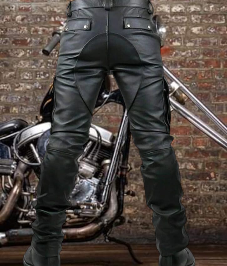 SWEDISH Choppers  Leather Biker Cargo Pants Black