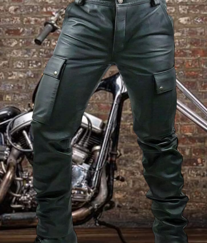 SWEDISH Choppers  Leather Biker Cargo Pants Black