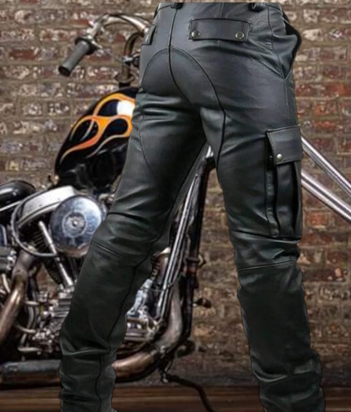 SWEDISH Choppers  Leather Biker Cargo Pants Black