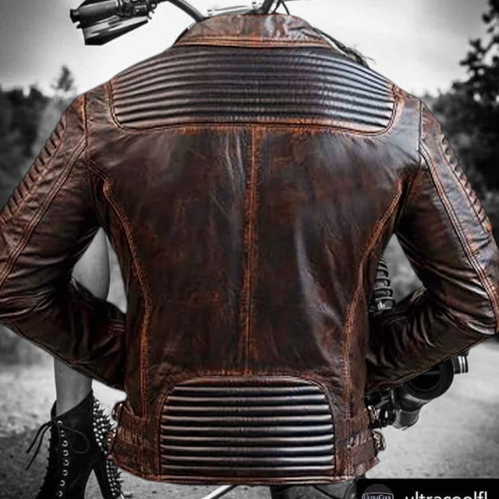 SWEDISH Choppers  Brown Distressed Leather Jacket