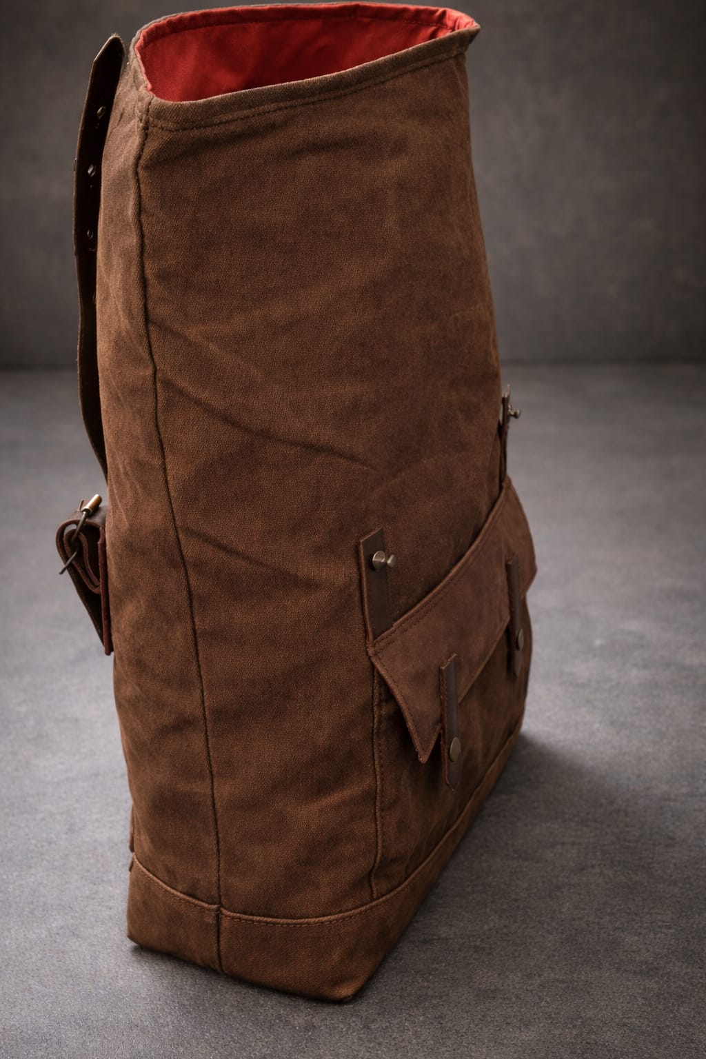 SVAROG England Waxed Canvas Motorcycle Saddlebag, Suede Leather Waterproof Pannier