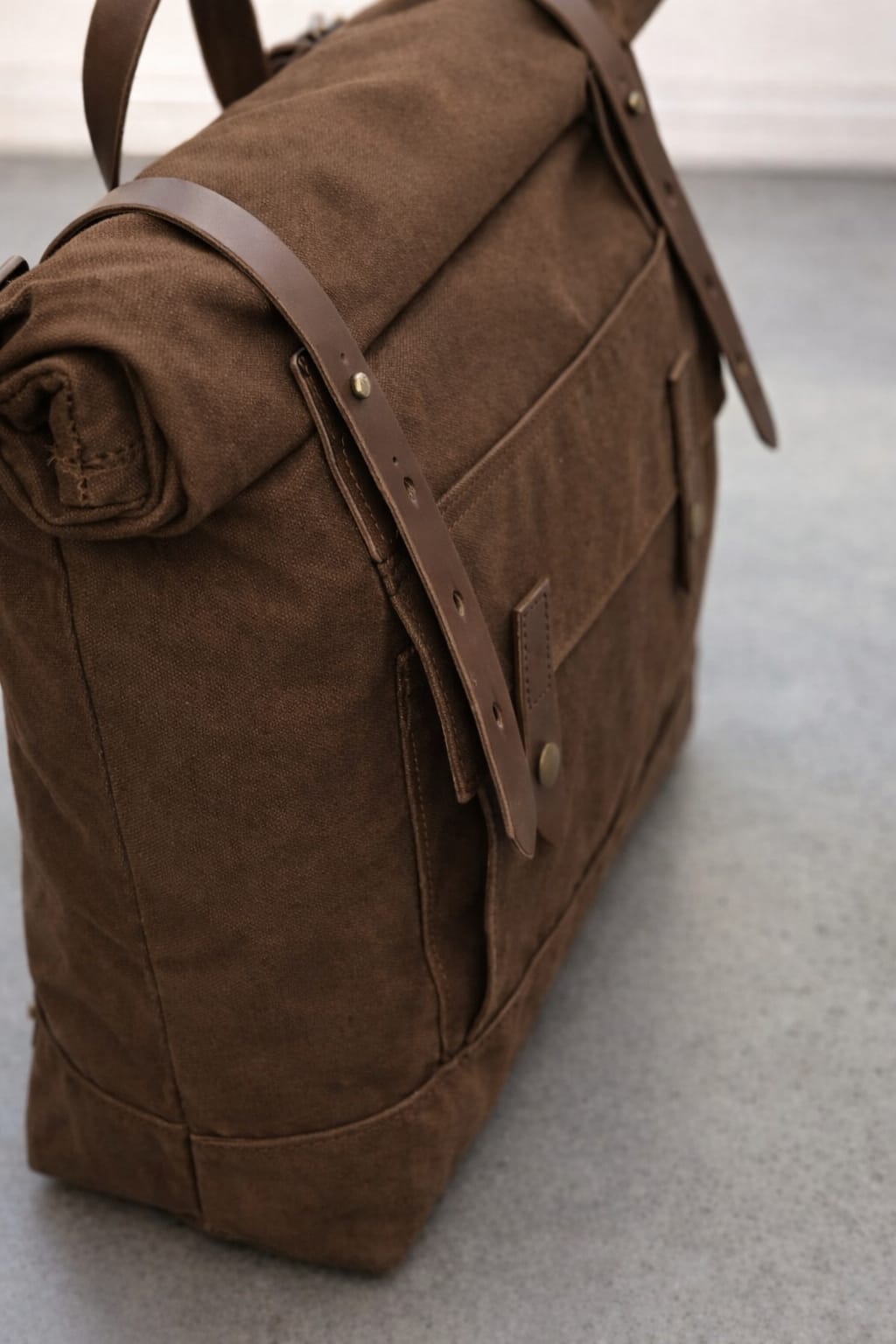 SVAROG England Waxed Canvas Motorcycle Saddlebag, Suede Leather Waterproof Pannier