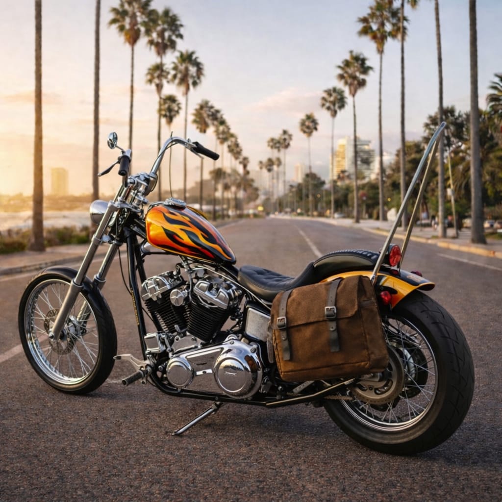 SVAROG England Waxed Canvas Motorcycle Saddlebag, Suede Leather Waterproof Pannier