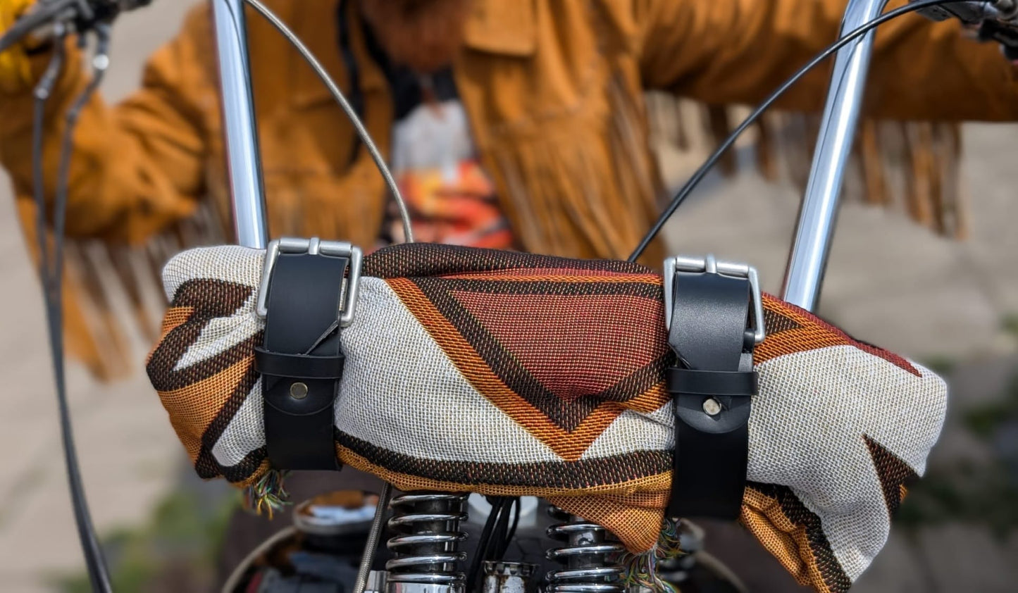 Swedish Choppers Biker Roll up tote wrap with serape native american blanket