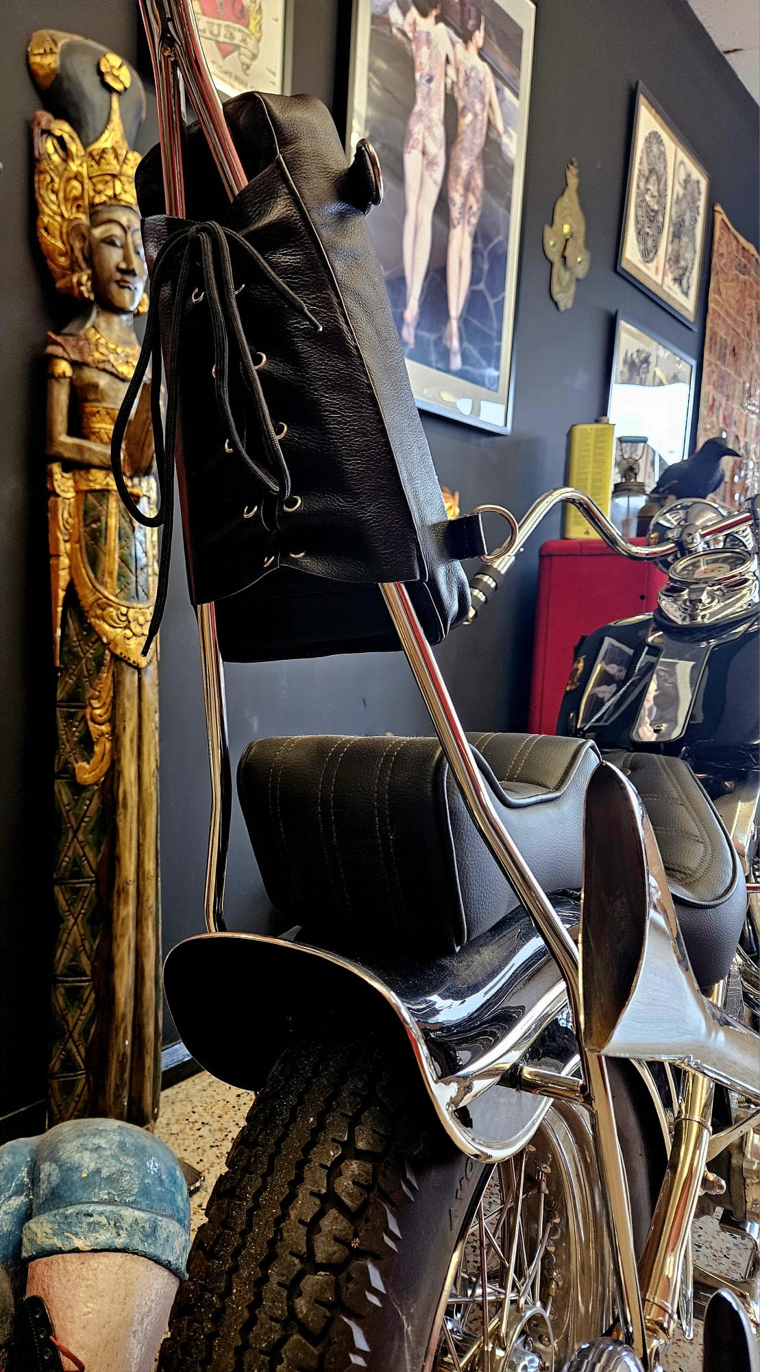 SVAROG England Leather Sissy Bar Pad, Chopper Backrest