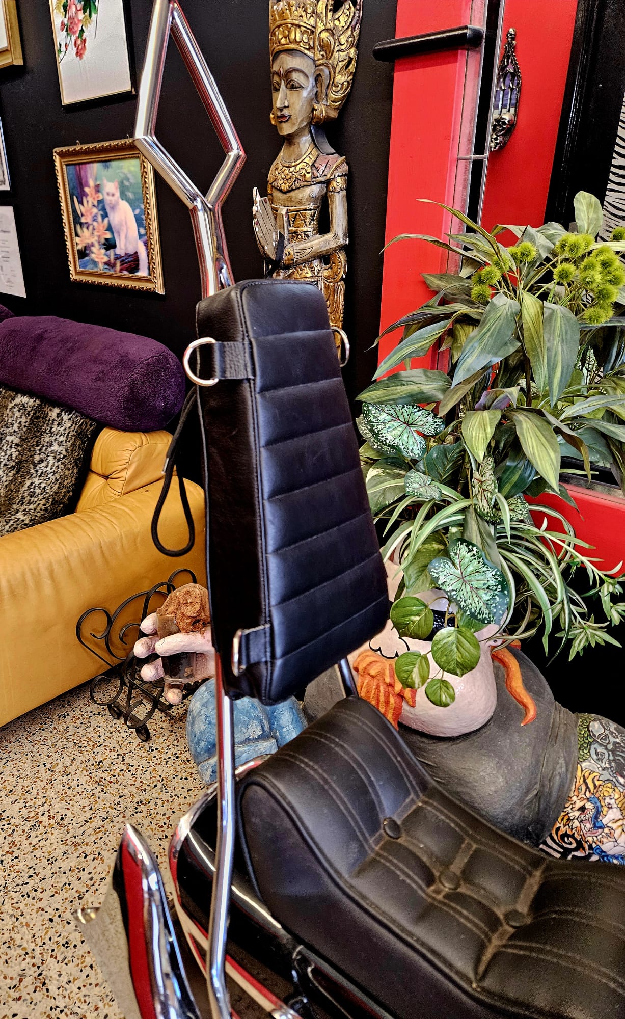 SVAROG England Leather Sissy Bar Pad, Chopper Backrest