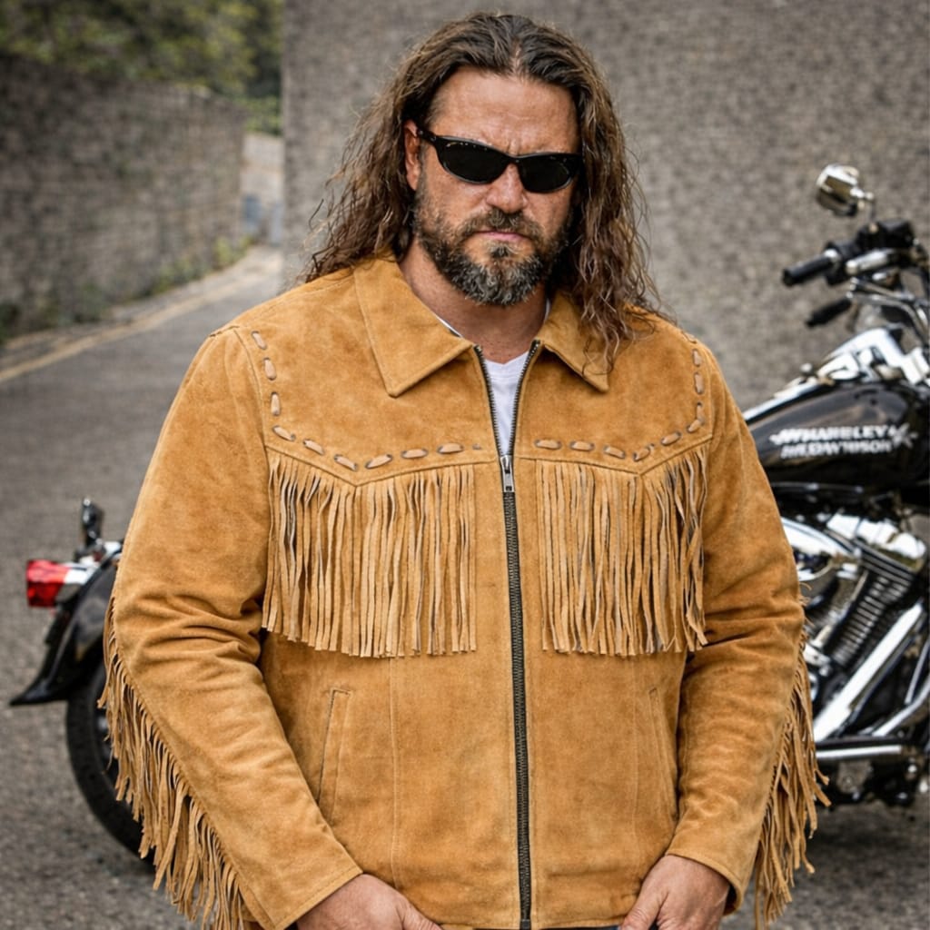Swedish Choppers Old School Brown Suede Leather Jacket